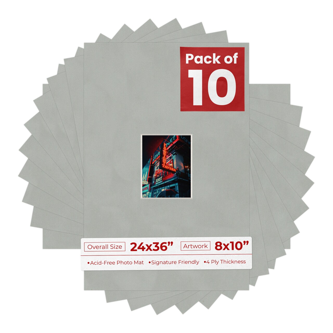 Light Grey Suede Mat Board for 24x36 Frames - Fits 8x10 Photos